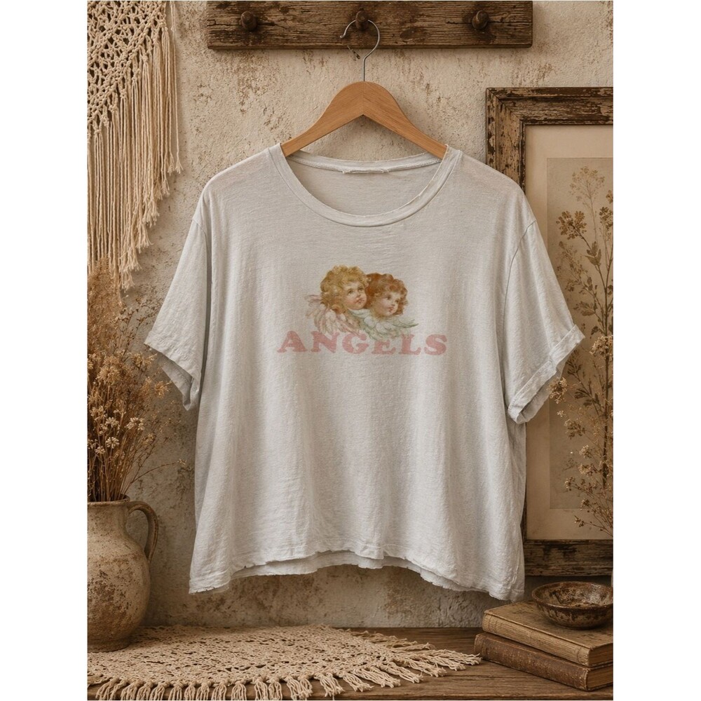 Romwe Angel Graphic T-Shirt Crop Top‎